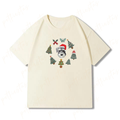 Custom Pet Portrait Christmas Sweatshirt with Festive Embroidered Elements