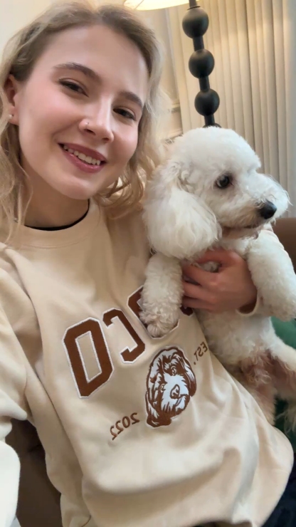 PetFiestas® Custom Pet Varsity Style Embroidered Sweatshirt Hoodie T-shirt