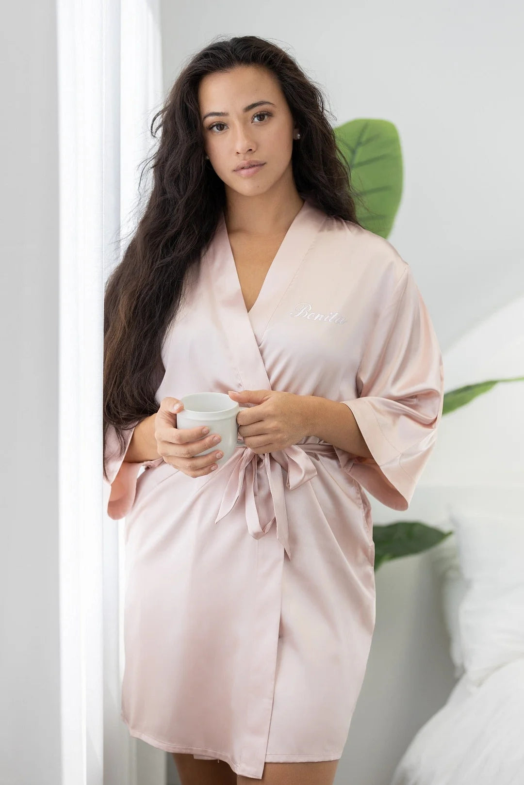 Customized Embroidered Pajamas Satin Robe-Gift For Mom And Wife