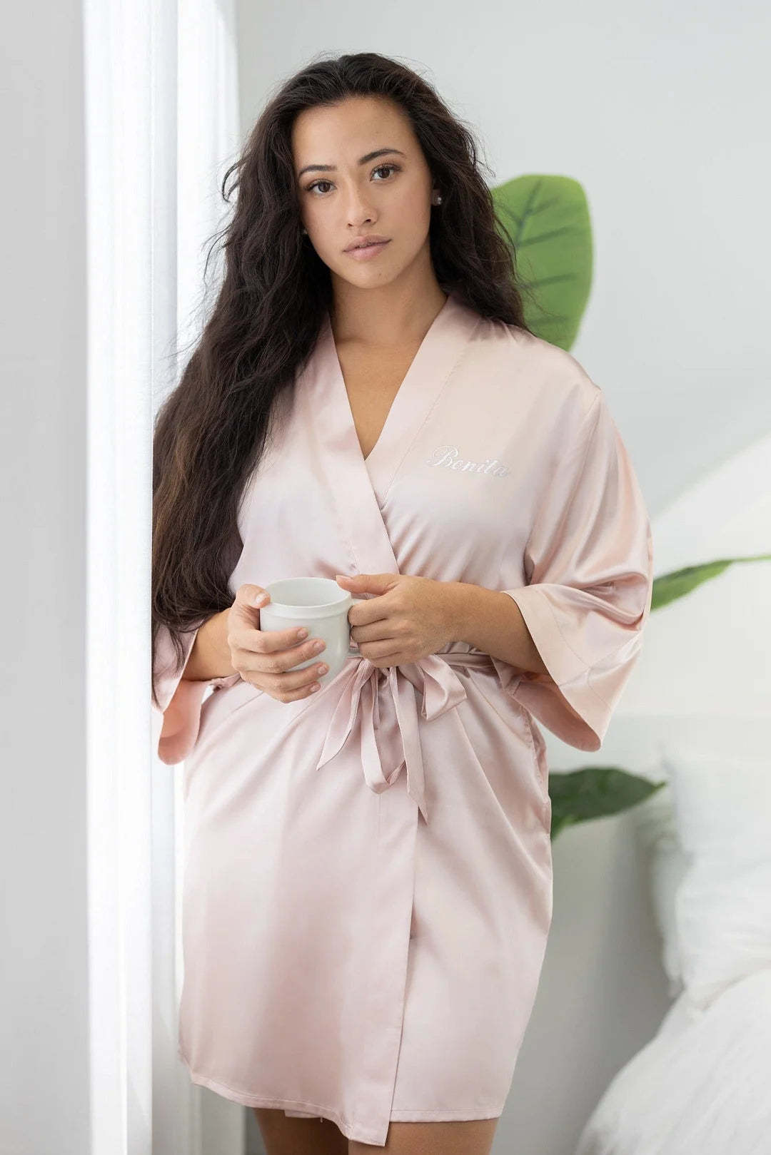 Customized Embroidered Pajamas Satin Robe-Gift For Mom And Wife