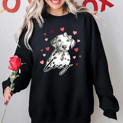 Custom Dog Heart Printed Shirt with Photo, Valentine Dog Sweatshirt Dog Mom Tee