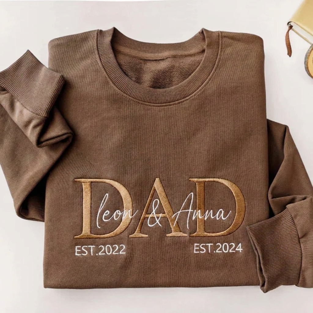 Pamaviva Custom Embroidered PAPA Sweatshirt ,Custom Dad Est Hoodie ,Gift For New Dad ,Father's Day Gift