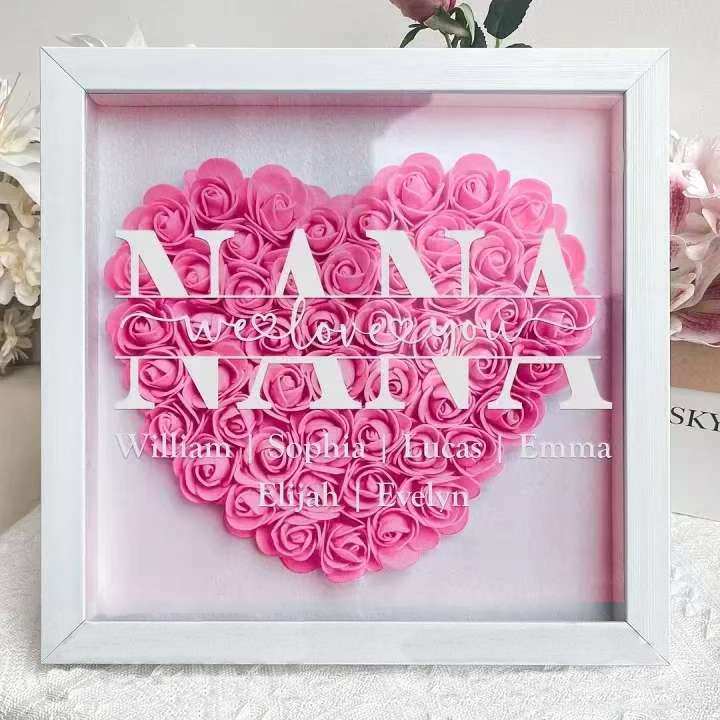 Mum We Love You - Personalized Flower Shadow Box