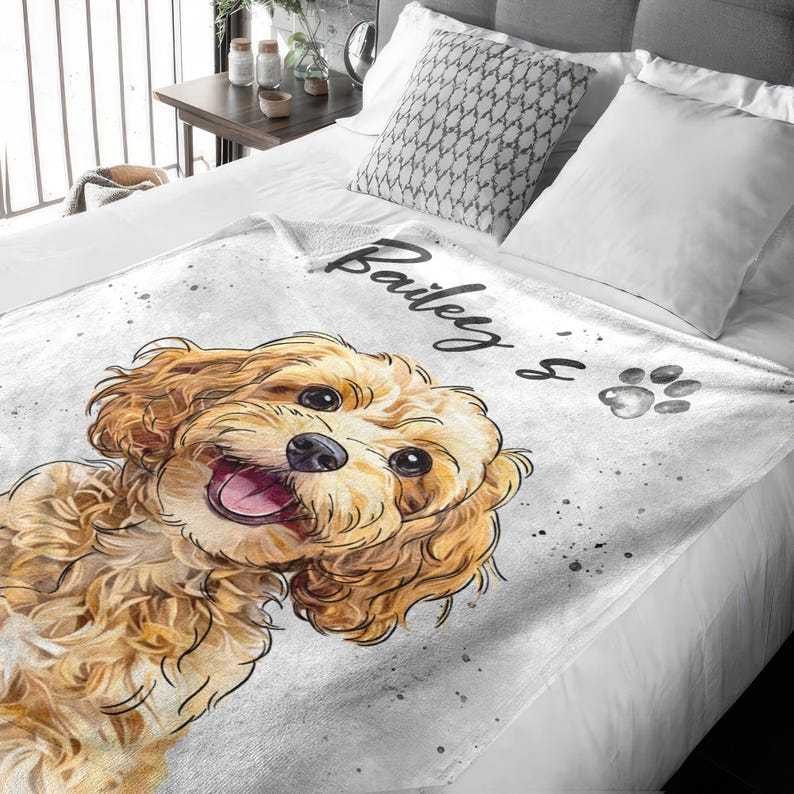 Personalized Pet Photo Portrait Blanket, Dog Portrait Christmas Blanket