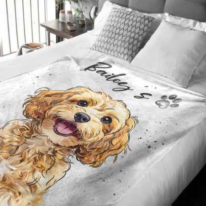 Personalized Pet Photo Portrait Blanket, Dog Portrait Christmas Blanket