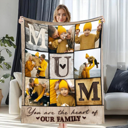 Personalized Photo Blanket Mom Are The Heart Of Our Family Mothers Day Gift Custom Collage Blanket