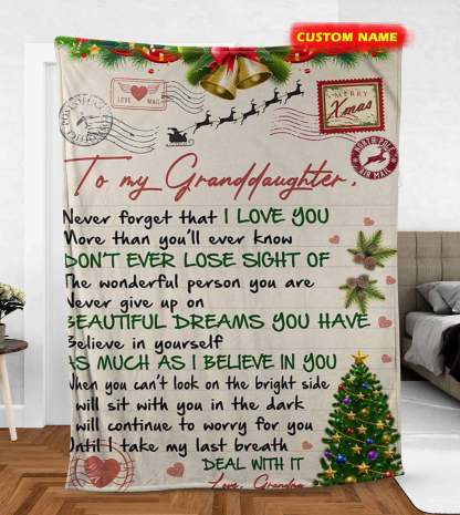 Personalized To my granddaughter Blanket, Blanket for Granddaughter, Christmas Birthday Gift