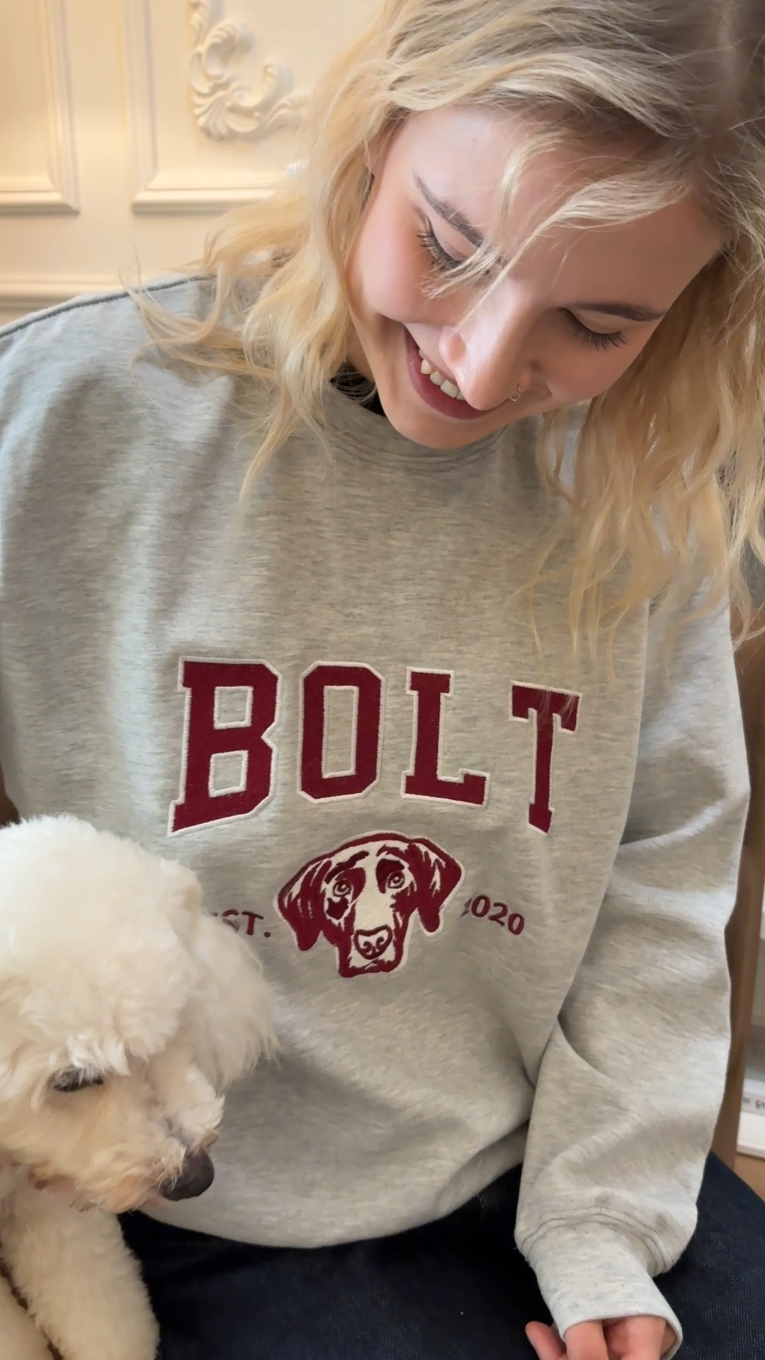 PetFiestas® Custom Pet Varsity Style Embroidered Sweatshirt Hoodie T-shirt