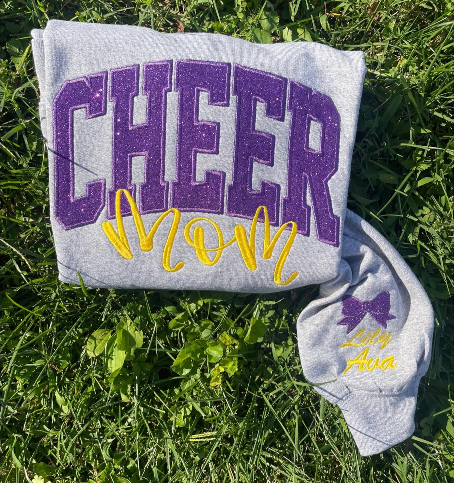 Custom Embroidered Glitter Cheer Mom T-shirt&Sweatshirt  , Cheer Mom Gift