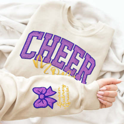 Custom Embroidered Glitter Cheer Mom T-shirt&Sweatshirt  , Cheer Mom Gift