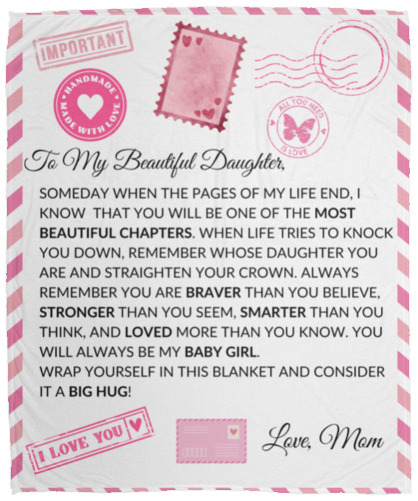 TO MY BEAUTIFUL DAUGHTER LOVE COZY POSTCARD BLANKET|MY MOST BEAUTIFUL CHAPTER