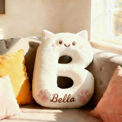 Personalized Cat Lover Letter Pillow with Custom Name Design Graphic 3D Print