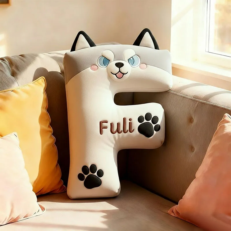 Personalized Cat Lover Letter Pillow with Custom Name Design Graphic 3D Print