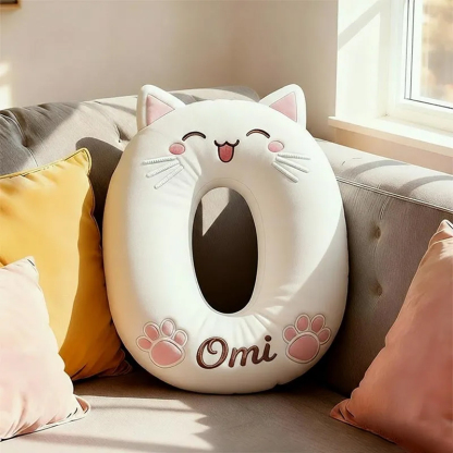 Personalized Cat Lover Letter Pillow with Custom Name Design Graphic 3D Print