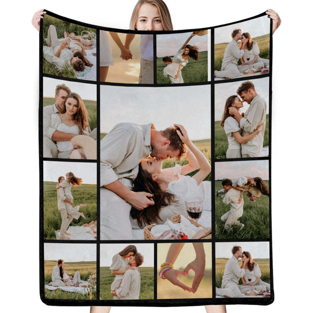 Custom 13 Photos Blanket Fleece Blanket for Him-ilovevango