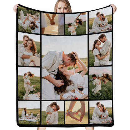 Custom 13 Photos Blanket Fleece Blanket for Him-ilovevango