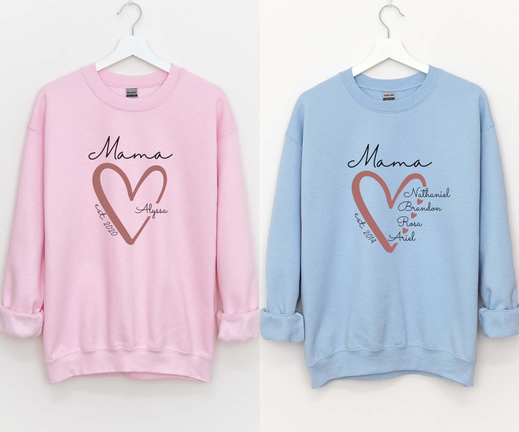 Mama Sweatshirt, Personalized Sweatshirt, Mama Est Sweatshirt, Mama Sweatshirt With Kid Name, Mama Sweatshirt With Names-ilovevango