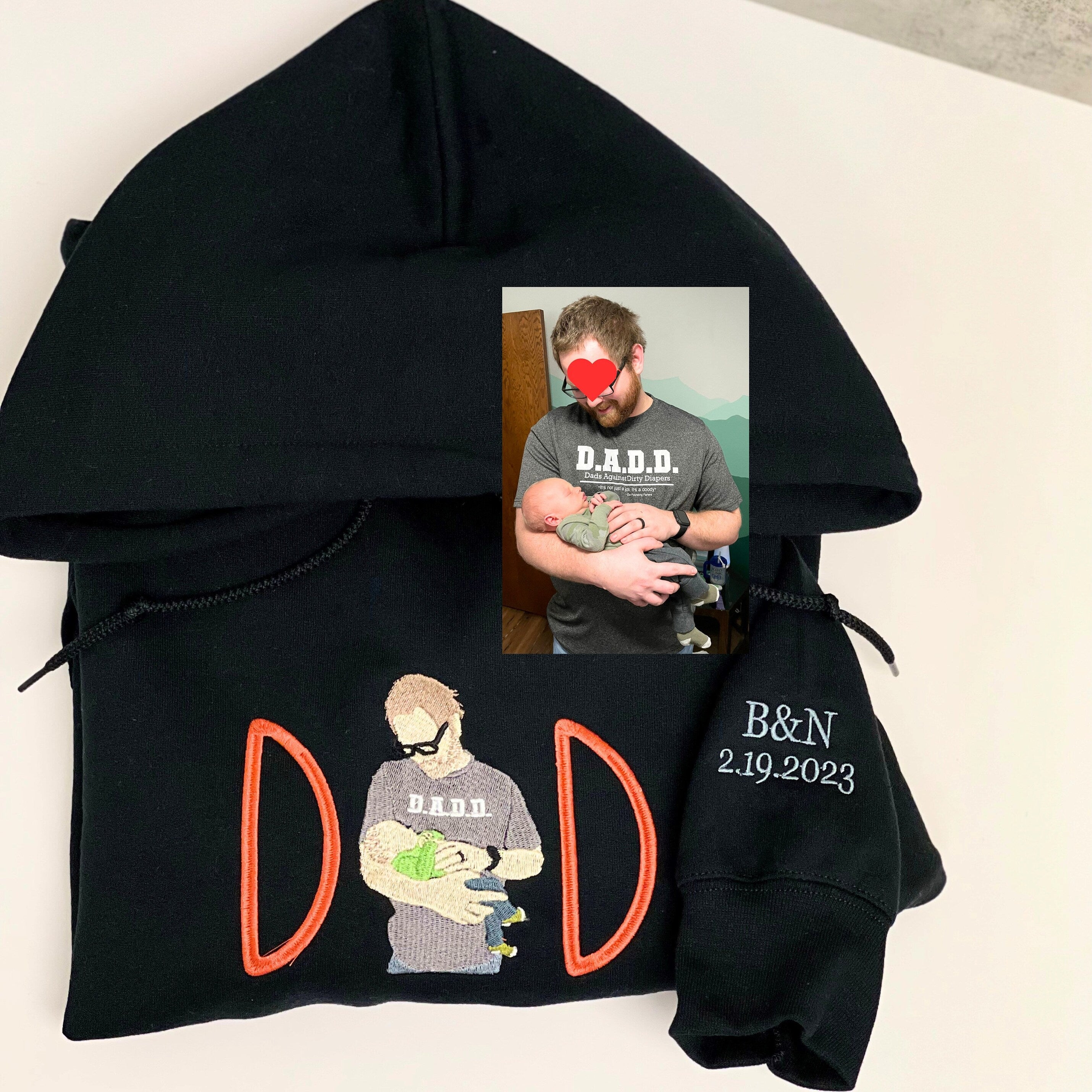 Custom Photo Embroidered Sweatshirt, Dad Embroidered Sweatshirt, Personalized Embroidered Hoodie-ilovevango