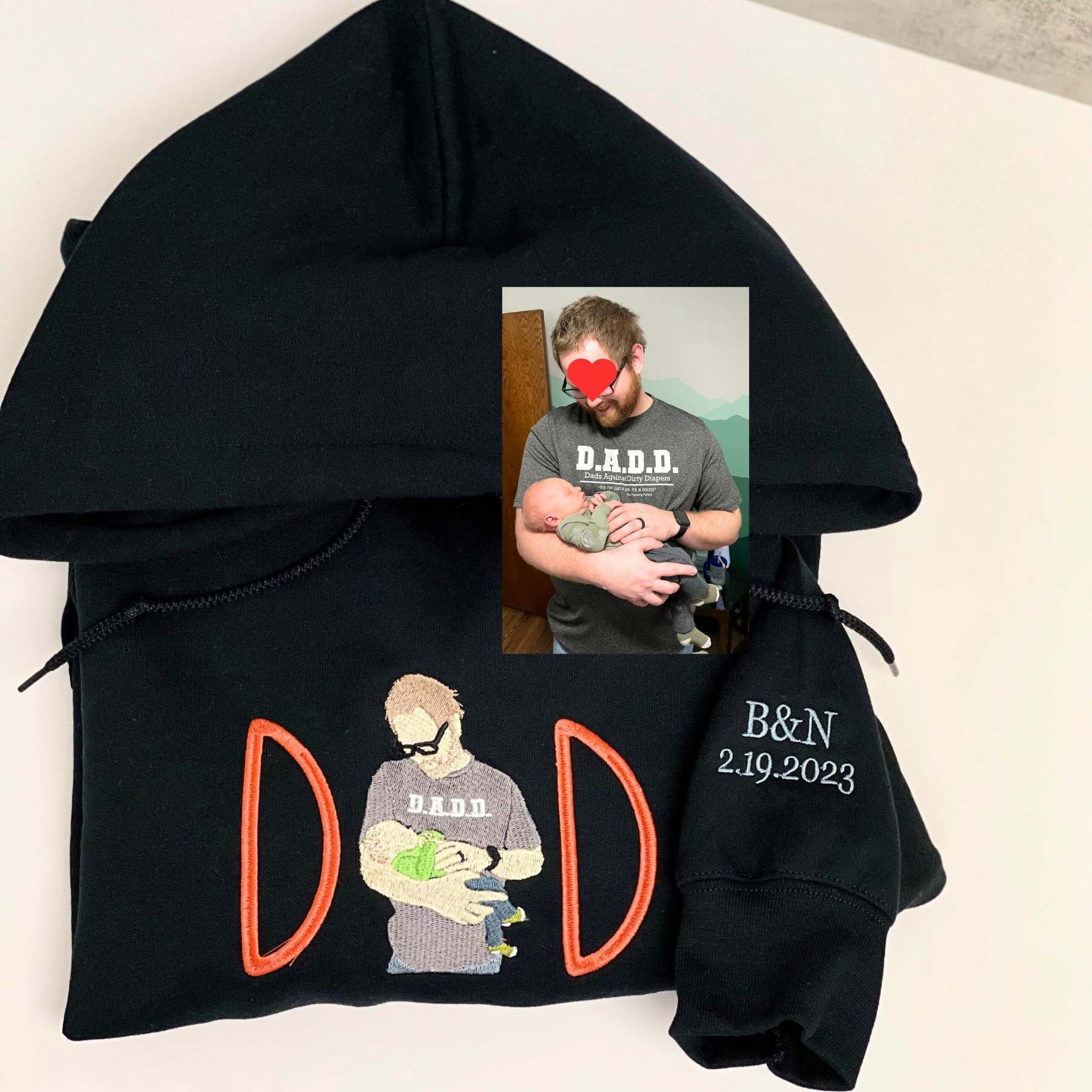 Custom Photo Embroidered Sweatshirt, Dad Embroidered Sweatshirt, Personalized Embroidered Hoodie-ilovevango