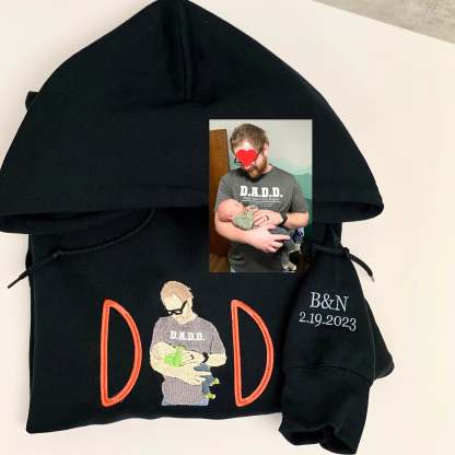 Custom Photo Embroidered Sweatshirt, Dad Embroidered Sweatshirt, Personalized Embroidered Hoodie-ilovevango