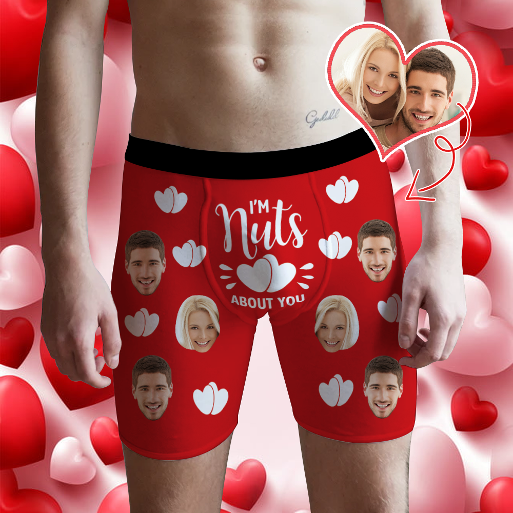 Valentine's Gift Custom Boxer Shorts - I'm Nuts About You-ilovevango
