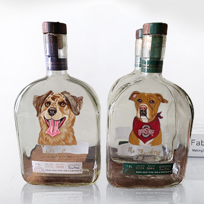 Personalized Hand Painted Pet Portrait Whiskey Bottles