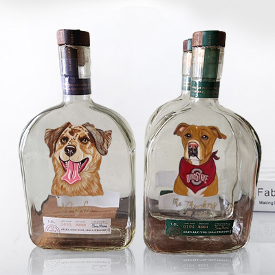 Personalized Hand Painted Pet Portrait Whiskey Bottles