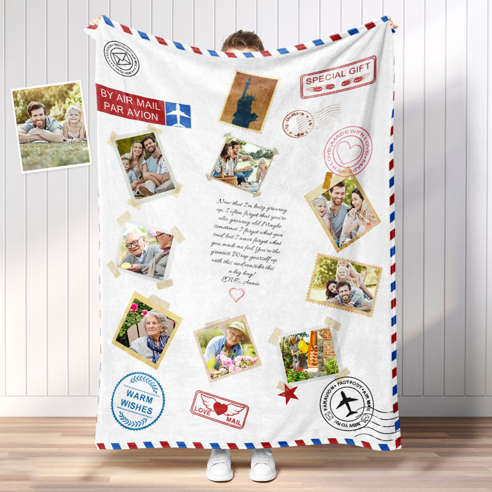 Personalized Photo Letter Blanket To Your Family Members or Friends 1 - 9 Photos Custom-ilovevango