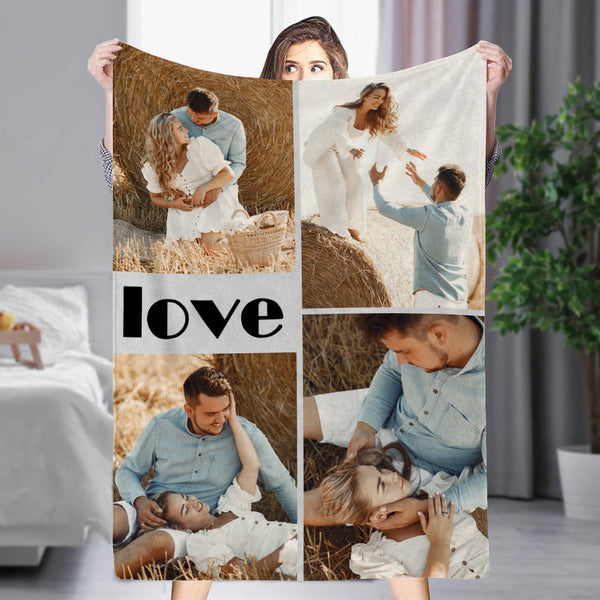 Personalized 4 Photos Blankets Custom Blankets Gift For Her-ilovevango