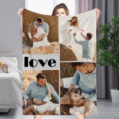 Personalized 4 Photos Blankets Custom Blankets Gift For Her-ilovevango
