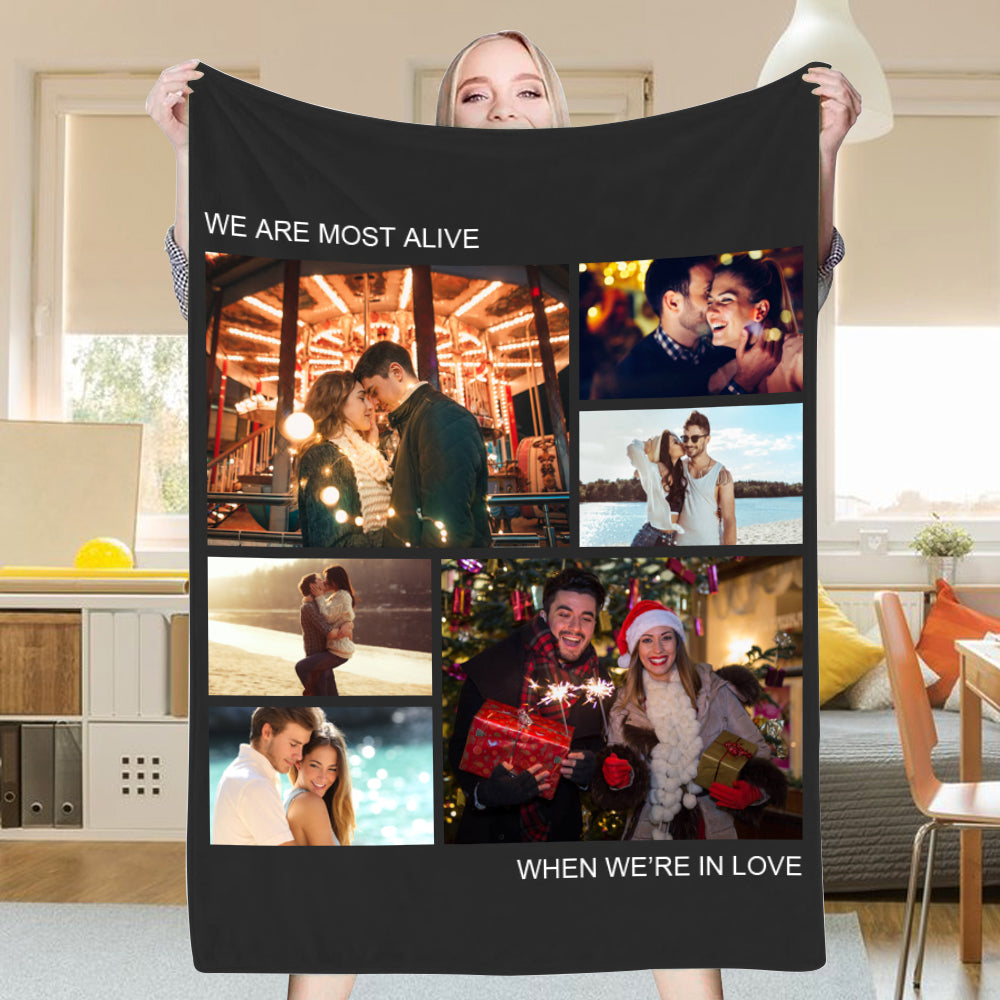 Custom 6 Photos Blanket for Family Gifts for Couple