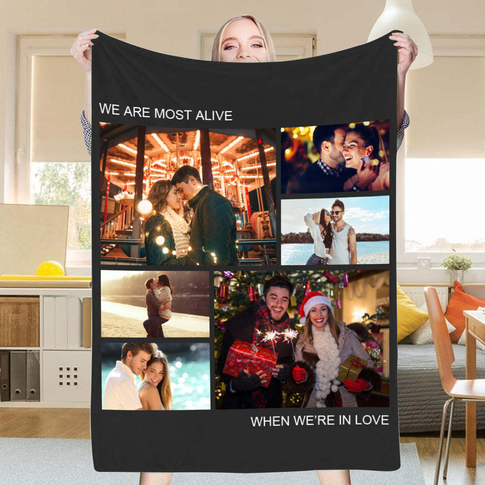 Custom 6 Photos Blanket for Family Gifts for Couple