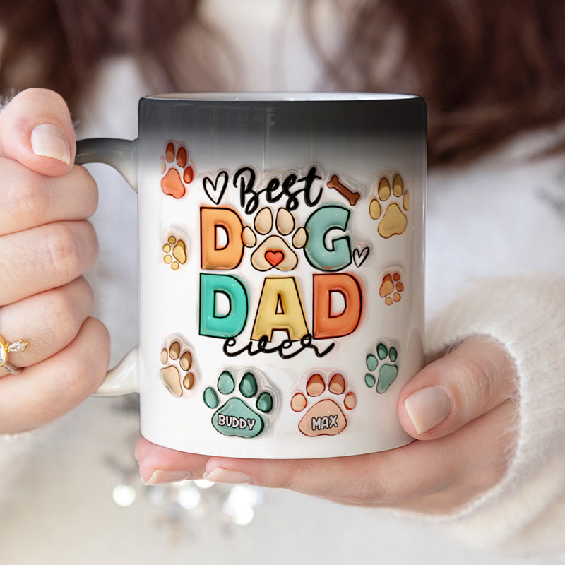Best Dog Dad Ever -Custom Color Changing Mug, Custom 3d Inflated Effect Printed Mug - Gift For Pet Owners, Pet Lovers-ilovevango