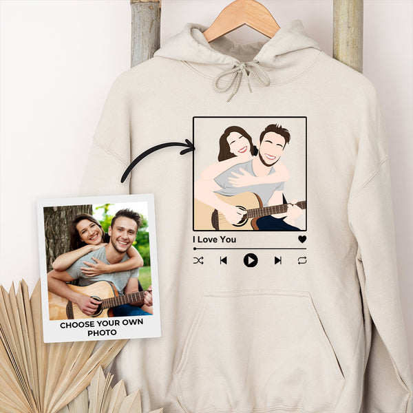 Gift For Boyfriend Personalized Couple Faceless Portrait With Song Printed Hoodie/Crewneck