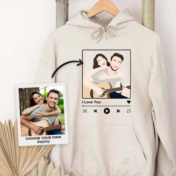 Gift For Boyfriend Personalized Couple Faceless Portrait With Song Printed Hoodie/Crewneck