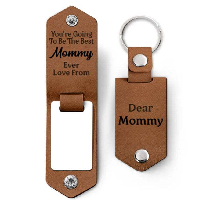 Custom Photo Going To Be The Best - Gift For Mom, Dad, New Parents - Personalized Leather Photo Keychain-ilovevango