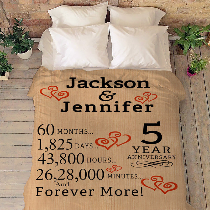 Anniversary Blanket For Couples, Fleece Blanket With Couple Names And Anniversary Year, Customized Blanket For Anniversary-ilovevango