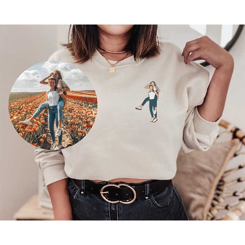 Portrait From Photo Hoodie,Custom portrait From Photo Sweats, Line art photo Sweatshirt, Couple Hoodie-ilovevango