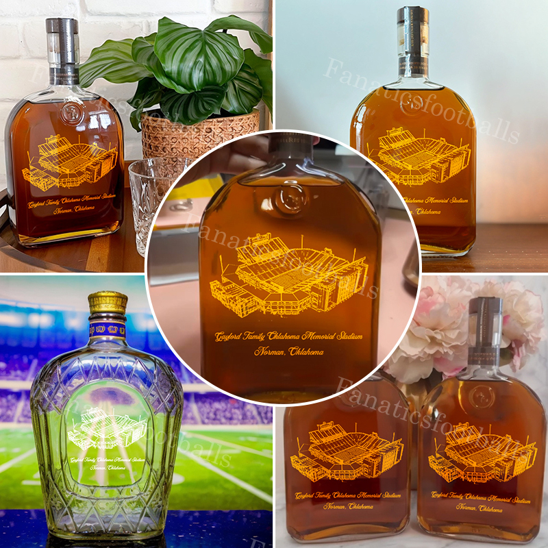 Gaylord Family Oklahoma Memorial Stadium Whiskey Bottles-Gifts For Sports Lovers