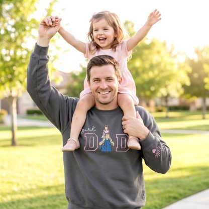 Custom Father Daughter Portrait Embroidered "Girl Dad" Sweatshirt with Photo & Name | Father's Day Gift