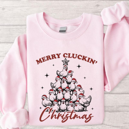 Merry Clucking Christmas Sweatshirt, Christmas Farmhouse Sweatshirt, Funny Trendy Merry Christmas Sweatshirt, Chicken Christmas Sweatshirt.
