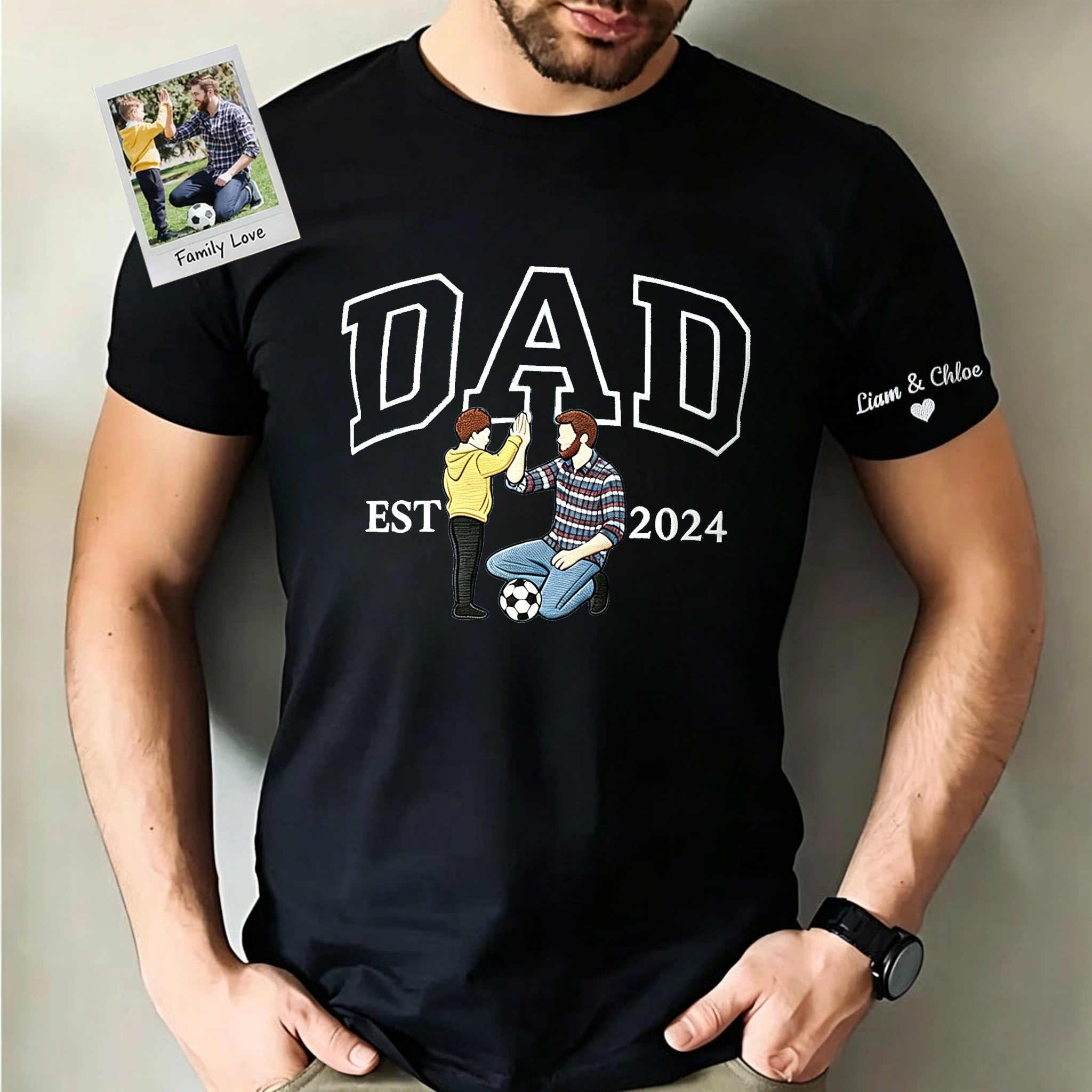 Custom Embroidered Dad Sweatshirt with Photo,Gift for Dad from Mom