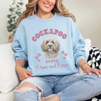 Paws and Kisses Custom Dog Photo & Breed Sweatshirt, Valentine Dog Lover Gifts