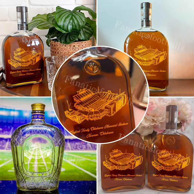 Gaylord Family Oklahoma Memorial Stadium Whiskey Bottles-Gifts For Sports Lovers