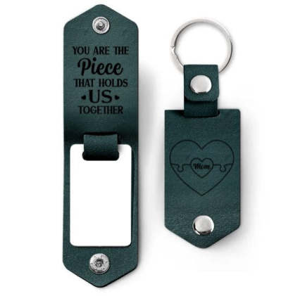 Custom Photo You Are The Piece Hold Us Together - Gift For Mom, Mother - Personalized Leather Photo Keychain-ilovevango