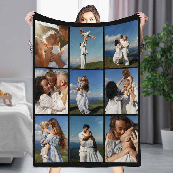 Family Travel Souvenir Photos Nine Grid Photos Customized Blankets-ilovevango