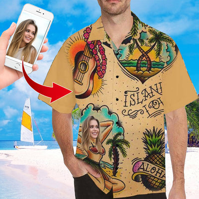 Custom Face Hawaiian Shirt Funny Face Photo Hawaiian Shirt for Husband Personalized Hawaiian Shirt Photo Tropical Aloha Shirt For Men-ilovevango