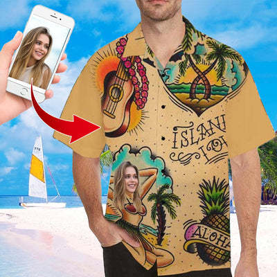 Custom Face Hawaiian Shirt Funny Face Photo Hawaiian Shirt for Husband Personalized Hawaiian Shirt Photo Tropical Aloha Shirt For Men-ilovevango