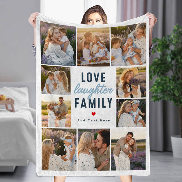 Custom 10 Photos&Text Fleece Blankets Love Family-ilovevango
