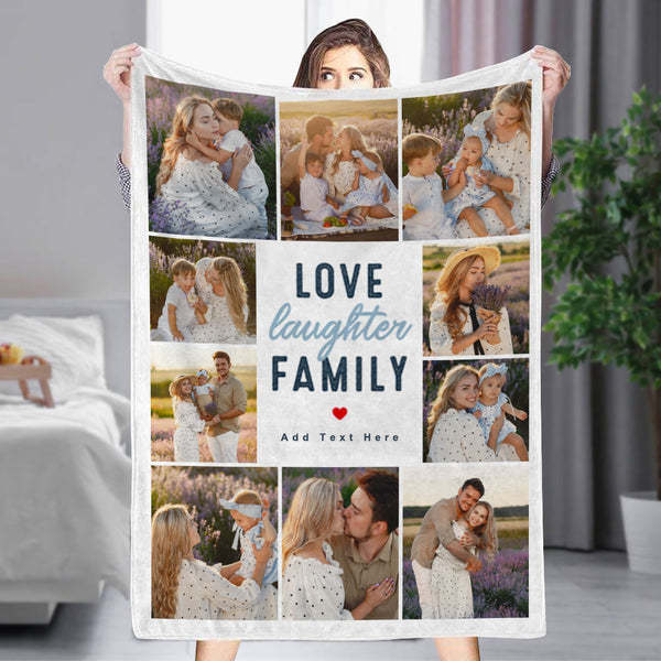 Custom 10 Photos&Text Fleece Blankets Love Family-ilovevango